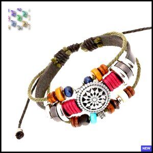 Vintage Bohemian Beaded Wrap Bracelet Leather Multilayer Braided Unisex